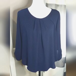Papermoon Stitch Fix Sz LP Navy Keyhole Opening Back 3/4 Sleeve